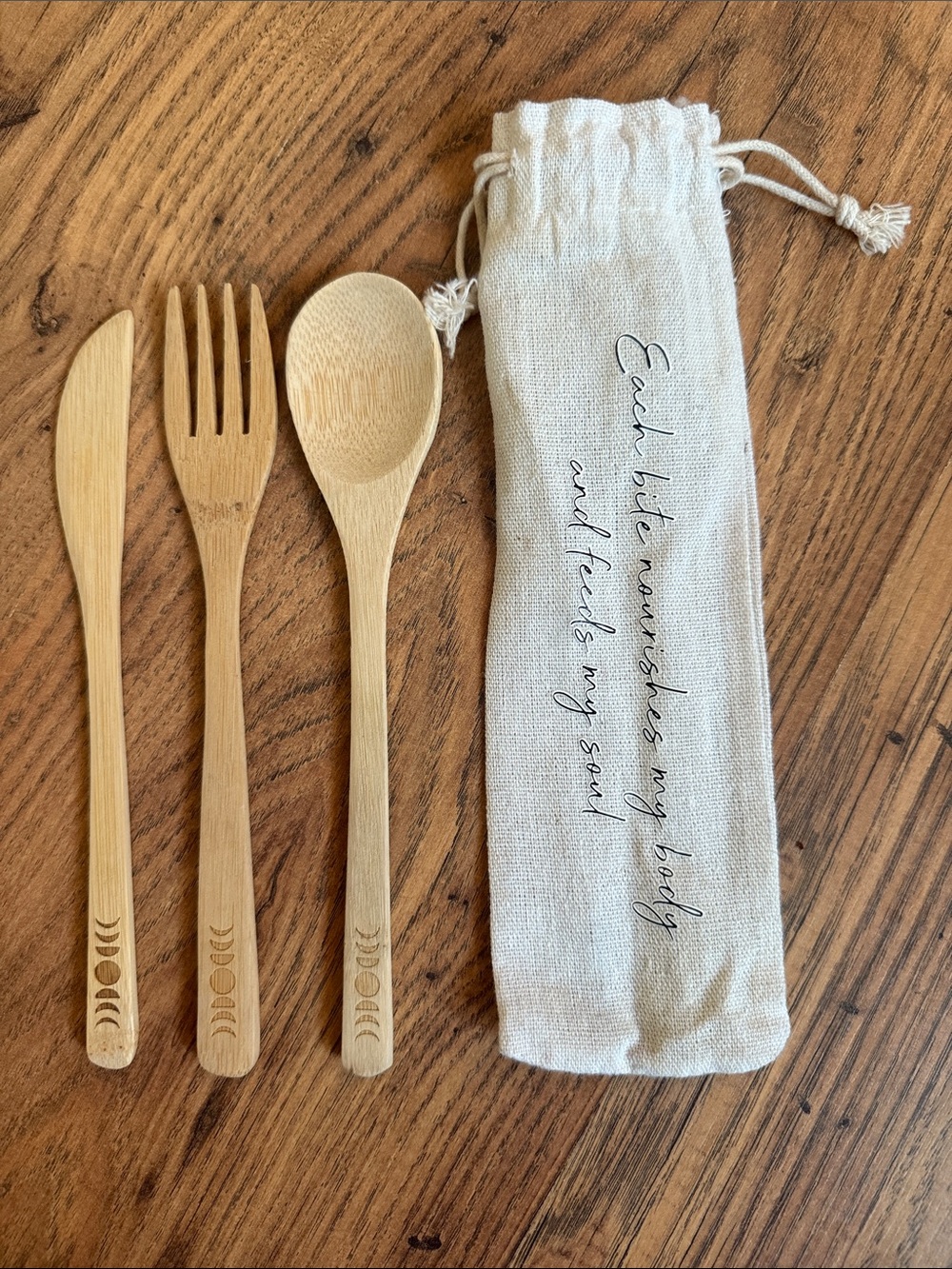 Bamboo Reusable Utensils with Bag